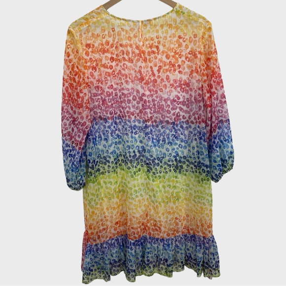 Vilagallo Multicolor Rainbow Animal Print Swing Dress Size 50 US XL - Picture 2 of 7